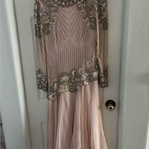 Oleg Cassini Pink and Silver Embellished Dress